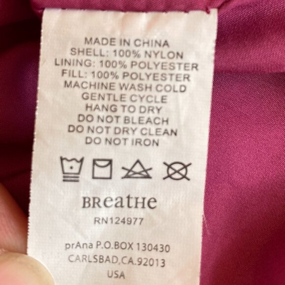 Prana Chantal Nylon Jacket Plum Pink Lined Water Resistant-M - Picture 14 of 15